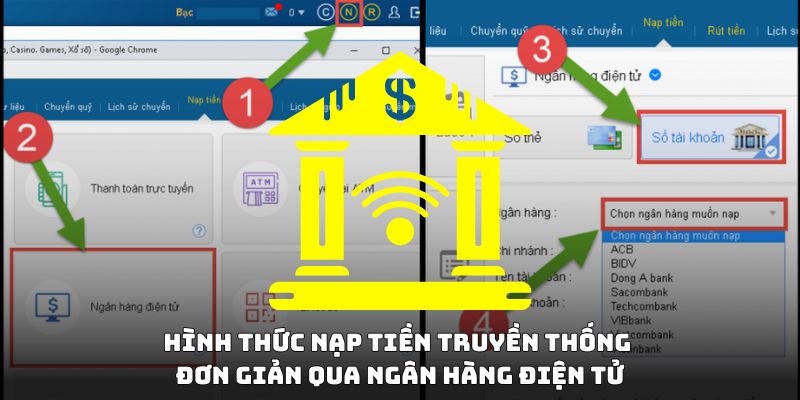 Hình thức nạp tiền truyền thống đơn giản qua ngân hàng điện tử